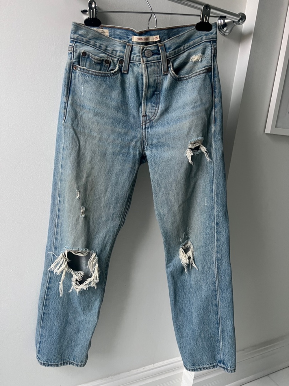 Levi’s Wedgie style Light Wash Distressed straight leg Jeans